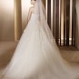 2013 Hot Sale Strapless White Ivory Tulle Pleat Hand Flowers Beaded Bridal Gown wedding dress