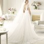 2013 Short Sleeves White Ivory Lace Chiffon Pleat Applique Beaded Mermaid Wedding dress Bridal Gown