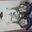 antique brass flower with blue howlite earrings
