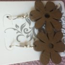 carved wood daisy earrings