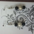 silver filligree with black glass earrings
