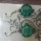 teal swirl glass earrings