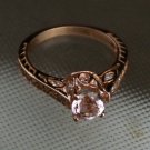 14K Rose Gold Vintage Peach Morganite and Diamond Engagement Ring - Size, 4, 5, 6, 7, 8, 9