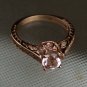 14K Rose Gold Vintage Peach Morganite and Diamond Engagement Ring - Size, 4, 5, 6, 7, 8, 9