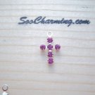 NEW 925 Sterling Silver Charm *Rose Pink October* Swarvoski Crystal Cross 12mm