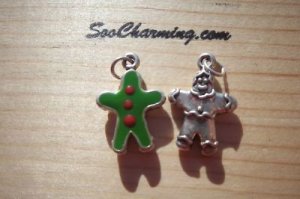 NEW 925 Sterling Silver Charm 3-D*Ginger Bread Man* Red & Green Enamel Back