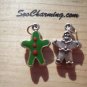 NEW 925 Sterling Silver Charm 3-D*Ginger Bread Man* Red & Green Enamel Back