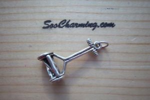 NEW 925 Sterling Silver Charm 3-D *Old push Lawn Mower*Garden Grass yard