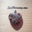 NEW Semi Precious Stone Heart Charm Pendant Agate Leopard Skin Jasper