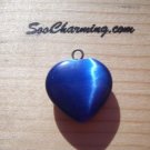 NEW Semi Precious Stone Heart Charm Pendant Blue Cats Eye