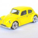 Volkswagen VW Classic Beetle Yellow 1/64 Die Cast Model