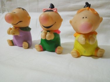 Three Plastic Funny dolls 65mm Tall