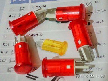 Arcolectric Indicator Lights Red 230V (Lot of 5 Pcs)