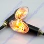 2x Motorcycle Oval Turn Signal Light Indicator Blinker Bulb Mini Amber Black
