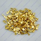 100 6.3mm Female Brass Terminal With Tap For Block Connector 20-12 AWG Wire Car
