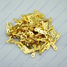 100 6.3mm Male Brass Terminal With Tap For Block Connector 20-12 AWG Wire Car