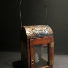 Antique Style Primitive Wood Lantern Lighting Lamp Pierced Punched Tin Roof
