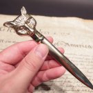 Vintage Antique Style Brass Fox letter opener Hunting Desk Collectible