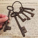 Antique Vintage Style Cast Iron Large Key ring of 6 keys