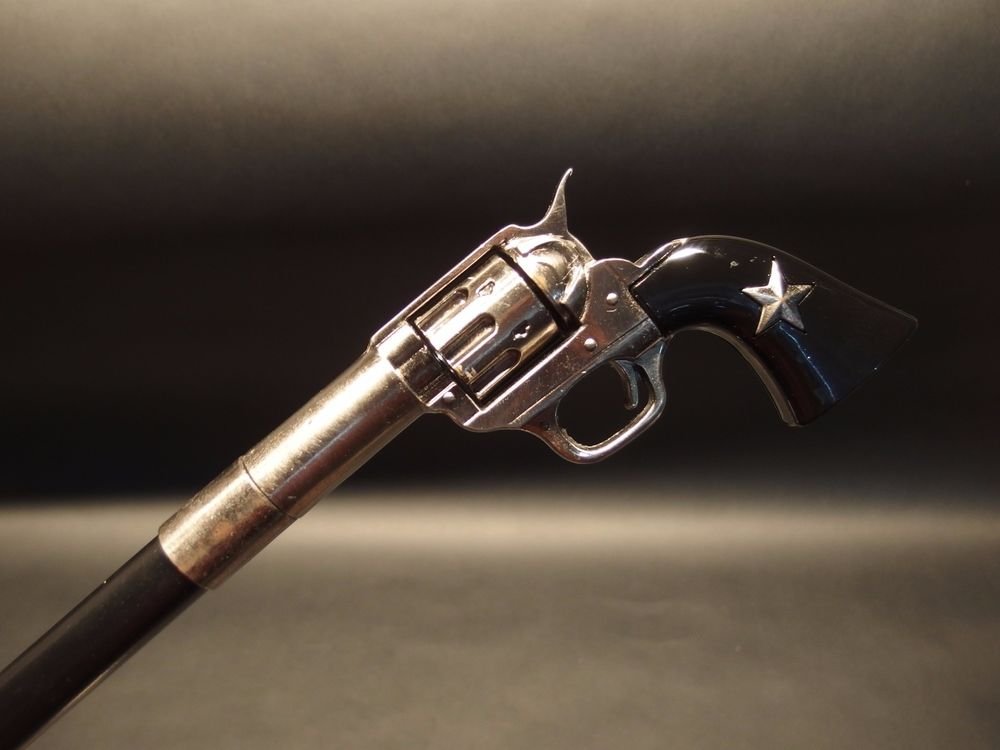 Vintage Antique Style Gun Handle ALL METAL Walking Stick Cane w STAR