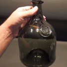 10" Antique Vintage Style Black Glass Blown Mallet Onion Wine Bottle Green