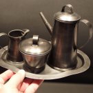 Antique Vintage Style Tin Coffee Tea Set Primitive Pewter Color Small Size