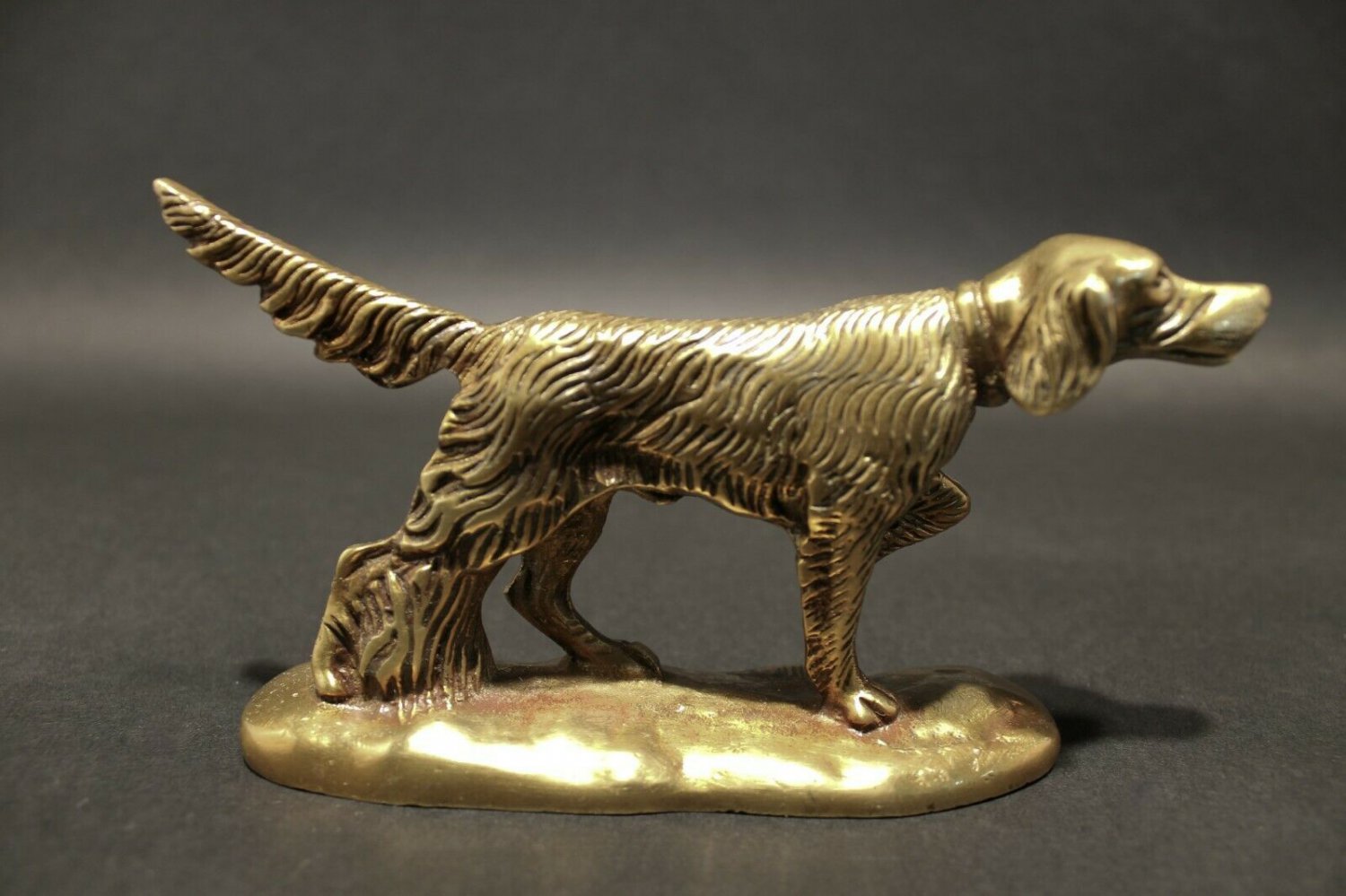Vintage Antique Style Brass Pointer Hunting Dog Paperweight Desk Statue