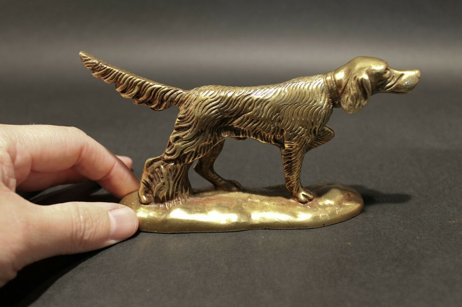 Vintage Antique Style Brass Pointer Hunting Dog Paperweight Desk Statue