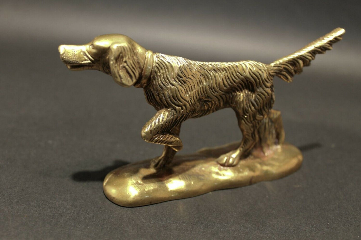 Vintage Antique Style Brass Pointer Hunting Dog Paperweight Desk Statue
