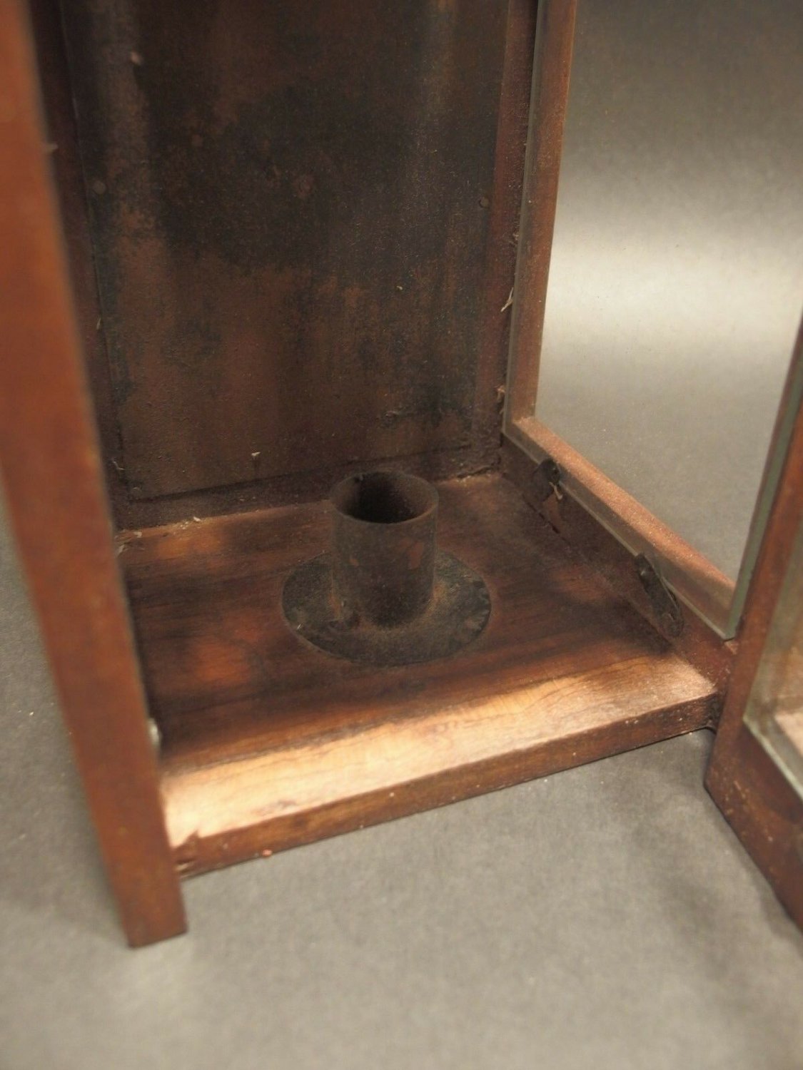 Antique Style Wood Punched Tin Glass Lantern Lamp Candle Holder