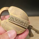 Antique Vintage Style Brass Winchester Firearms Ammo Box Padlock Lock & Key