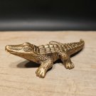 5" Vintage Antique Style Brass Alligator Paperweight Desk Figure
