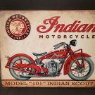 Metal Vintage Style Indian Motorcycle Sign White