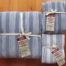 JAPAN MUJI COTTON FITTED BED SHEET 4 PILLOW CASE DOUBLE BLUE WHITE STRIPE NEW
