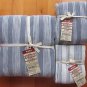 JAPAN MUJI COTTON FITTED BED SHEET 4 PILLOW CASE DOUBLE BLUE WHITE STRIPE NEW