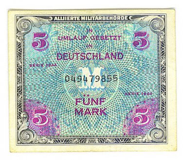 WW II Allied Military Currency - GERMANY - 5 Marks