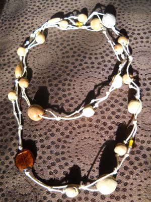 Long Necklace in Cream Hemp
