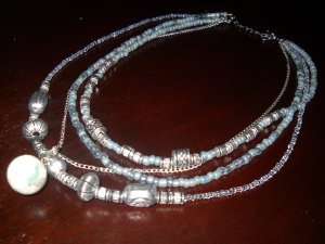 Mystic Blue & Textured Silver Beads