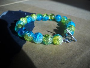 Blue & green glass bracelet