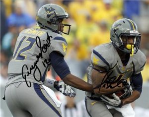 * GENO SMITH TAVON AUSTIN DUAL SIGNED PHOTO 8X10 RP AUTOGRAPHED WEST VIRGINIA !