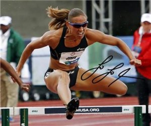 LOLO JONES SIGNED PHOTO 8X10 RP AUTOGRAPH TRACK 2012 LONDON SUMMER OLYMPICS