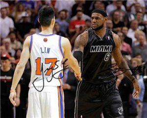 LEBRON JAMES JEREMY LIN SIGNED PHOTO 8X10 RP AUTO KNICKS HEAT