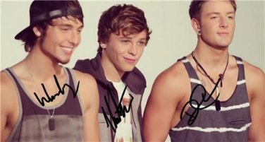 ** EMBLEM3 SIGNED PHOTO 8X10 RP  AUTOGRAPHED  * THE X FACTOR