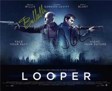 LOOPER CAST SIGNED PHOTO 8X10 RP AUTOGRAPHED JOSEPH GORDON LEVITT BRUCE WILLIS