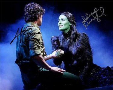 * IDINA MENZEL & ADAM GARCIA SIGNED 8X10 RP WICKED MUSICAL AUTOGRAPHED