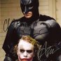 CHRISTIAN BALE & HEATH LEDGER SIGNED PHOTO 8X10 RP JOKER BATMAN THE DARK KNIGHT