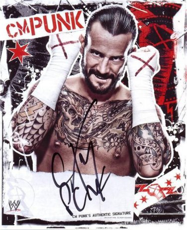 CM PUNK SIGNED PHOTO 8X10 RP AUTOGRAPHED IN SHIRT * WWE WRESTLING !