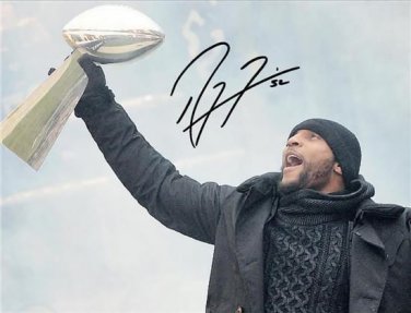 RAY LEWIS SIGNED SUPER BOWL PHOTO POSTER JERSEY 8X10 RP AUTOGRAPHED RAVENS