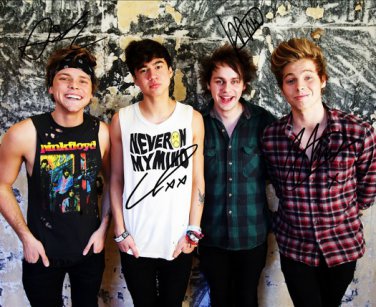 ** FIVE SECONDS OF SUMMER GROUP SIGNED PHOTO 8X10 RP AUTOGRAPHED 5SOS