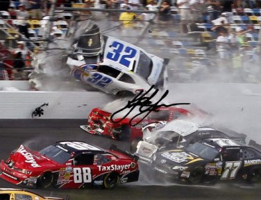 KYLE LARSON SIGNED PHOTO 8X10 RP AUTOGRAPHED * NASCAR CRASH